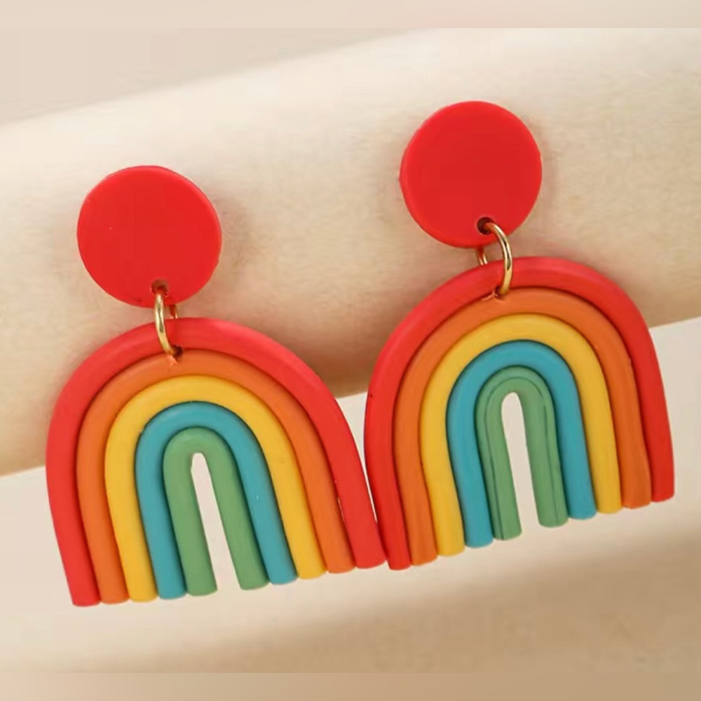 Rainbow Clay Earrings🌈 - Picture 1 of 3